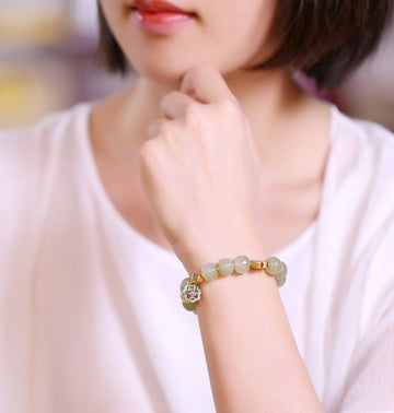 Hetian Yu Jade Bracelet DIY jade amber inlaid jasper beads bracelet-Tajade